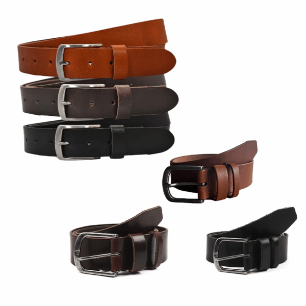 Set van 3 DSTRCT Lederen Herenriemen Zwart/Bruin/Cognac