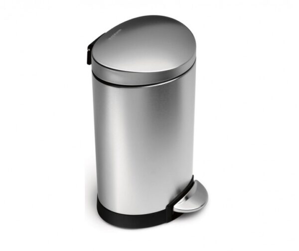 Simplehuman Semi Round Stepcan 10 liter mat RVS